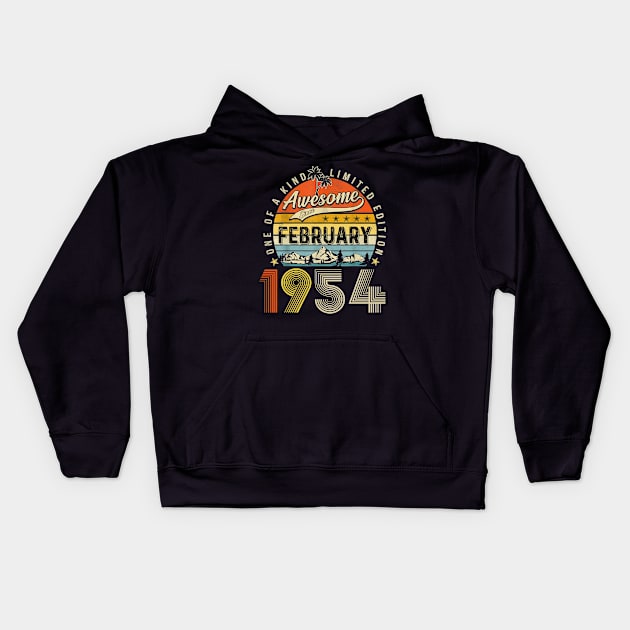 Awesome Since February 1954 Vintage 69th Birthday Kids Hoodie by Vintage White Rose Bouquets